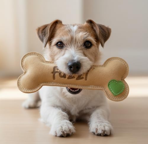 Fuzzl Large Leather Bone Dog Toy Natural and Tough Dog Toys - Long Lasting Chew Toys for Aggressive Chewers - Strong Dog Toy for Dogs and Puppy - style: Bone