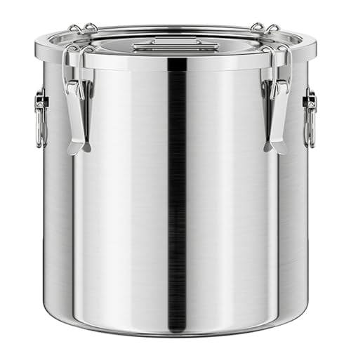 304 Stainless Steel food Storage Containers,3.2 Gal/12L Airtight Stainless Steel Bucket With lids,405oz Flour Storage Container,Metal Airtight Canister for Rice,Grain,Coffee Bean,Dog Food - size: 12Liter