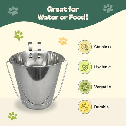 Advance Pet Products Heavy Stainless Steel with 2 Hook Bucket, 1 Quart Flat (Pack of 4) - size: 1 Quart (Pack of 4)