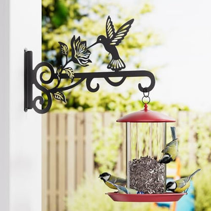 4-Pack Aesthetic Plant Hangers Outdoor – 10 Inch Metal Hanging Plant Bracket with Beautiful Hummingbird Pattern – Anti Rust Plant Hooks for Hanging Plants, Bird Feeder, Windchime, Lantern - size: 4 Pack
