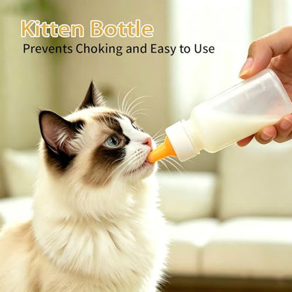 Pet Feeding Kit Kitten Bottle Feeding Set with Nursng Nipples,Portable Storage Case,Emergency Feeding Supplies,Replaceable Accessories for Newborn Kittens and Puppies,Rabbits (8 Piece)