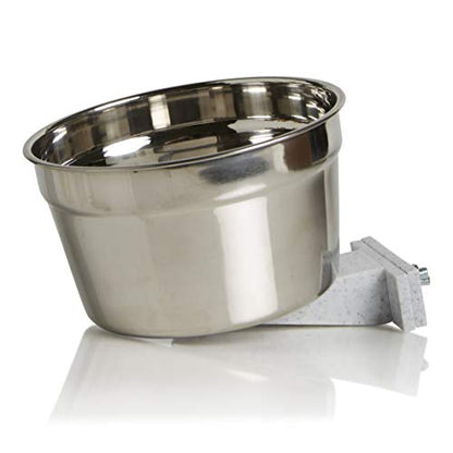 Lixit® Stainless Steel Kennel Food or Water Bowl - Non Spill Hanging Removable Crate Bowls - Carrier Cage Dish for Dogs or Cats for Feeding and Drinking (Stainless Steel, 40 Ounce (Pack of 2)) - size: 40 oz (Pack of 2)