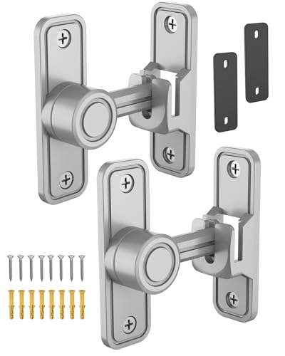 Heavy Duty Gate Latches 90 Degree Right Angle Barn Door Lock, Anti-Theft Sliding Door Lock Latch for Wooden Fence Garden Bathroom Outdoor Garage Window Include Screw (Silver - 2 Pack) - color: Silver - 2 Pack
