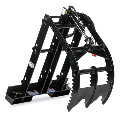 Titan Attachments Pallet Fork Mounted Adjustable Grapple Attachment, 3 Adjustable Height Settings, Built-in Clamps, Hydraulic Hoses Included