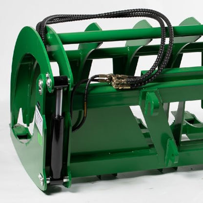 Titan Attachments Extreme Root Grapple Rake Attachment, Global Euro Connection, Heavy-Duty Rake Attachment, Twin 3,000 PSI Cylinders, Replaceable Forged Steel Teeth - size: Rake Length: 72"