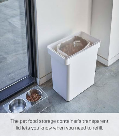 YAMAZAKI Home Tower Airtight Pet Food Storage Container - Cat And Dog Food Holder Bin With Transparent Lid And Handle - Extra Large - Polypropylene - 6.6 Gallons, 25 Liters - color: White, size: Extra Large