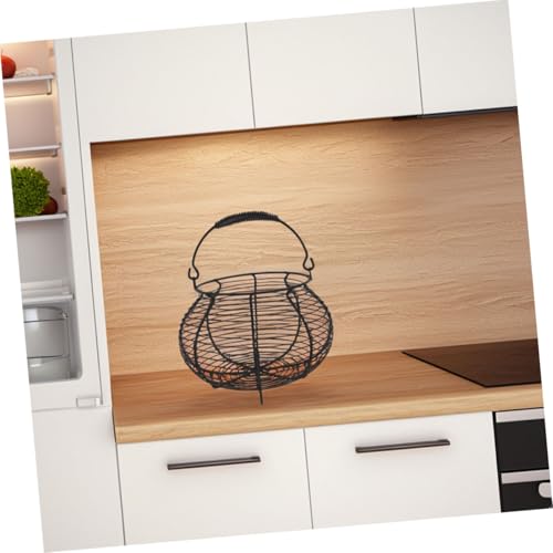 Uonlytech 2pcs Metal Wire Egg Basket with Handle, Fresh Egg Holder and Vegetable Storage Bin for Kitchen Countertop, Wire Organizing Basket for Farmhouse, Market, and Grocery Collection,