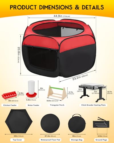 Chicken Brooder Box for Chicks, Magicfly Chick Starter Kit with 15 x 11 Inch Brooder Heating Plate, Chicken Brooder Tent/Pen/Playpen with Chicken Perch, Feeder & Waterer, for Chicks, Duck, Quail - color: Complete Starter Kit(Heating Plate Included)