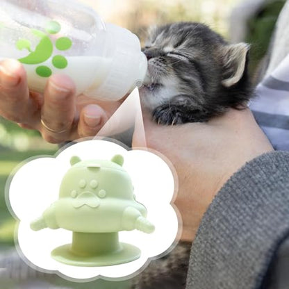 Puppy Feeder with Four Feeding Station Silicone Nursing Bottle Bowl Dispenser Soft Texture Device Suitable for Multiple Pets Breeders Home, Green - color: Green