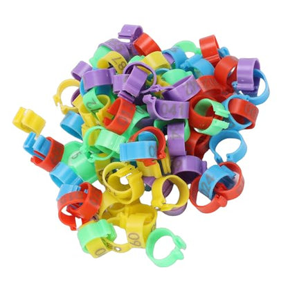 100pcs Chicken Ankle Bands, Multicolor Poultry Leg ID Clips Numbered Chick Identification for Farm Breeding Durable Plastic