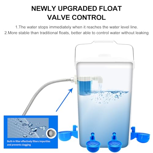 Automatic Chicken Waterer Float Controlled, 3 Gallons Poultry Waterer Dispenser with Hose Attachment, Poultry Automatic Drinking Accessories for Chicks, Duck, Goose, Turkey