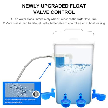 Automatic Chicken Waterer Float Controlled, 3 Gallons Poultry Waterer Dispenser with Hose Attachment, Poultry Automatic Drinking Accessories for Chicks, Duck, Goose, Turkey