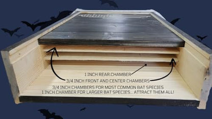 Made in USA- XL Brown Stained Pine Bat House, 3 Chamber Bat Box, Easy-to-Install Wooden Bat House Kit, Weather-Resistant Bat Houses for Outdoors, with Mounting Screws - Applewood Outdoor - style: XL 3 Chamber Brown