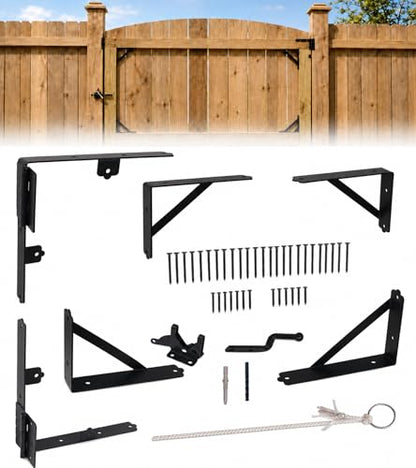 Anti Sag Fence Gate Kit Heavy Duty Gate Corner Brace Bracket, Gate Hardware Kit with Latch and Hinges for Wooden Fences, Driveway Gates, Shed Doors, Corral Gates, Wood Windows - style: 1 Set