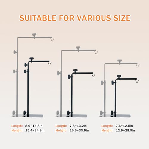 Reptile Lamp Stand, Adjustable 15.5-35 Inch Floor Light Holder for Heat Lamp & Dome, Metal Bracket for Terrarium Lighting & Heating.