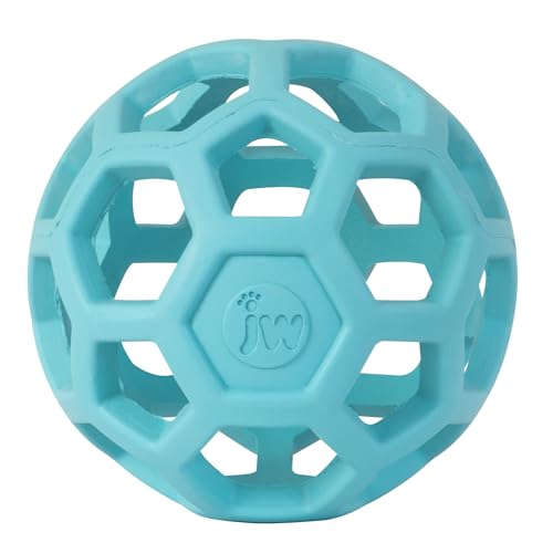 JW Pet HOL-ee Roller™, Dog Toy Puzzle Ball, Natural Rubber, Small (3 Inch Diameter), Blue - color: Blue, size: 3 Inch
