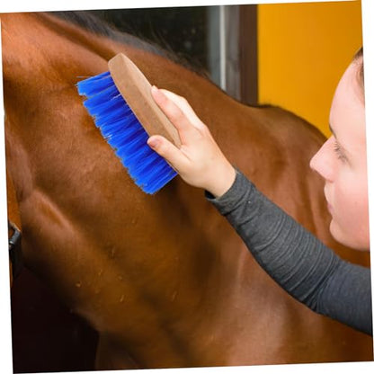 Generic Horse Grooming Brush with Hard Bristle Stiff Wood Comb for Cattle and Horses Non Slip Handle Cleaning and Massage Tool for Livestock Fur Care Lightweight Portable Grooming