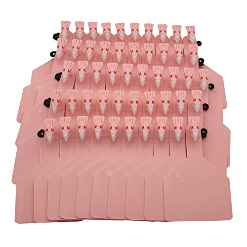 TPU Blank One-Piece Cattle Ear Tags, Pink, 50 Count | Z Blank Ear Tags, Large Livestock Identification Tag, For Cattle, Cow, Sheep, Hog, 4.3" L × 3" W - style: Pink