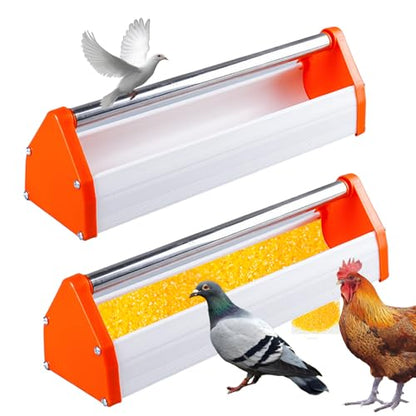 Chicken Feeding Trough, with Crossbar, Large Capacity Poultry Trough Feeder for Chickens,Duck Pigeon Bird Livestock Poultry, Easy to Clean (80cm) - size: 80cm