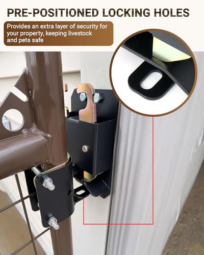 2 Way Farm Gate Latch, Heavy-Duty Fence Gate Latch with Self-Locking Nut, Black Livestock Gate Latch Compatible with Horse Corrals, Farms, Pastures, Stables, Ranches - size: 1PC