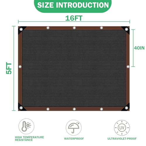 Shade Cloth - for Plants Greenhouse, 70% Sunblock Shade Sails -for Outdoor Garden Pergola Patio Lawn Sun Shade Cloths for Kennel Chicken Coop Easier to Hang Plant Shade Net Cover - size: 5'x16'