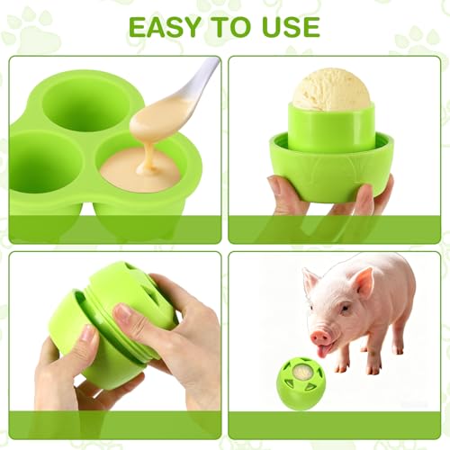 Pig Toys for Mini Pigs to Play with, Enrichment Toys for Pigs, Lick Ball Toy for Mini Pigs, Frozen Treat Molds & Slow Feeder Ball, DIY Freezable Rubber Lick Ball for Powder Slurry, Soft Food