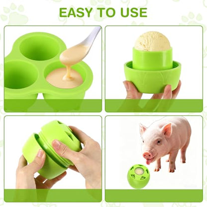 Pig Toys for Mini Pigs to Play with, Enrichment Toys for Pigs, Lick Ball Toy for Mini Pigs, Frozen Treat Molds & Slow Feeder Ball, DIY Freezable Rubber Lick Ball for Powder Slurry, Soft Food