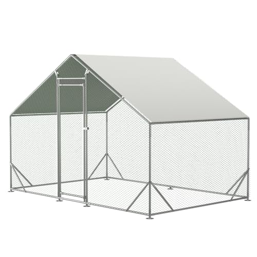 Sturdy Walk-in Chicken Run with Galvanized Steel Frame and PVC-Coated Hexagonal Wire Mesh, UV-Resistant Waterproof Cover for Outdoor Poultry Enclosure (3x2m) - color: 3x2m