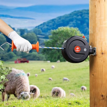 Electric Fence Gate Handle, Built in 6mm Electric Fence Rope Length 10m | Retractable Reusable Electric Fence Handle Allowing Free Entry and Exit Without Power Interruption - size: Wire Gate Handle - 10M