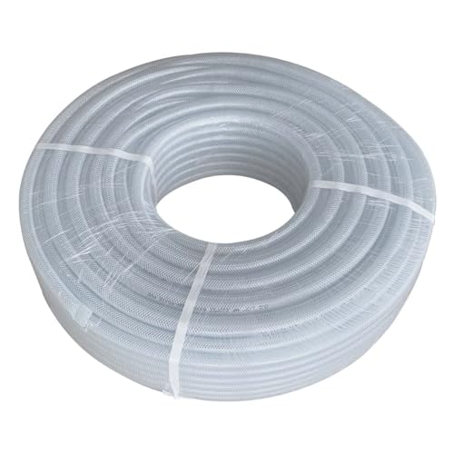 Gloxco Clear Braided PVC Tubing, Food Grade, Heavy Duty Reinforced Hose, 1/2" ID, 300 Ft Length - size: 1/2" x 300 Ft