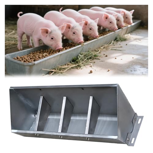Livestock Feeder Trough with Sloped Opening for Easy Feeding, Separated Design for Pigs Calves Sheep - size: L 0.5m/1.6' 4 bit