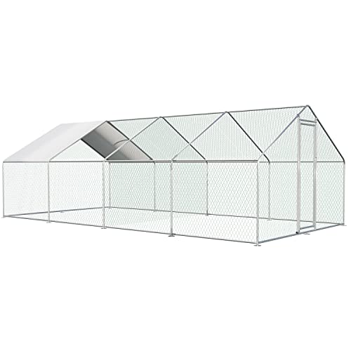 CHIKENCOOP Large Metal Chicken Coop Walk-in Poultry Cage Chicken Runs for Yard with Coverd Chicken Pen for 40 Chickens Duck Rabbit House Outdoor