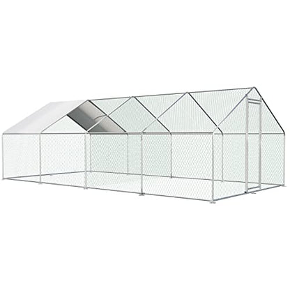 CHIKENCOOP Large Metal Chicken Coop Walk-in Poultry Cage Chicken Runs for Yard with Coverd Chicken Pen for 40 Chickens Duck Rabbit House Outdoor