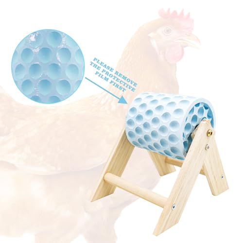 Chicken Coop Accessories, Beak Grinding Calcium Stone with Wooden Stand, Chicken Enrichment Toys, Toys for Hens, Ducks, Geese, Turkeys, Poultry - color: Blue