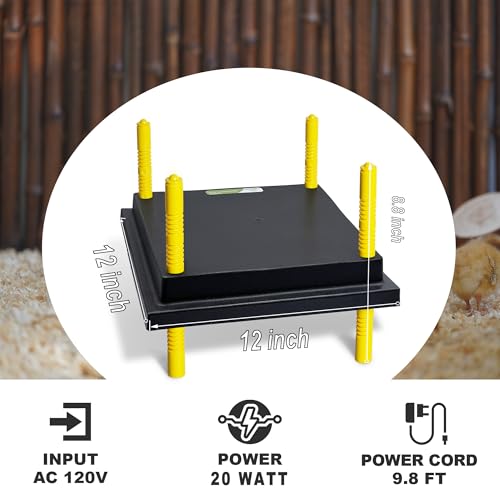 Eggluuz Chick Brooder Heating Plate, 12" x 12" Brooder Heater for Chicks with Adjustable Heights