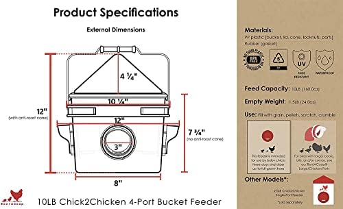 RentACoop 10lb Chick2Chicken BPA-Free 4-Port Chicken Feeder