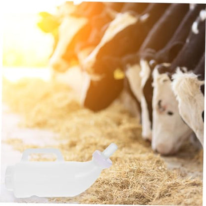 Outanaya 2L Calf Nursing Bottle Set Thickened Livestock Feeding Bottles for Calves Comfortable to Hold Design 2-Pack White Random Color