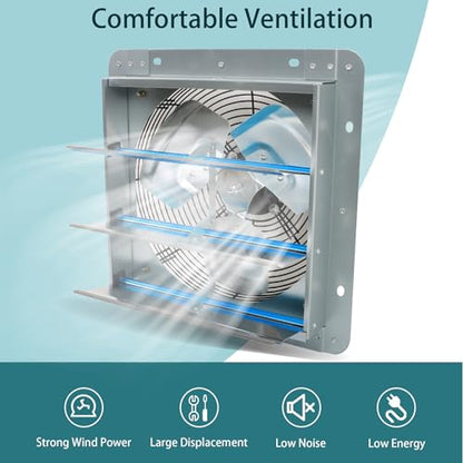 10 inch Shutter Exhaust Fan, Exhaust Fan Wall Mounted with Mesh Screen, Automatic Aluminum Shutter Suitable for Garages Basement Attic - size: 10 Inch