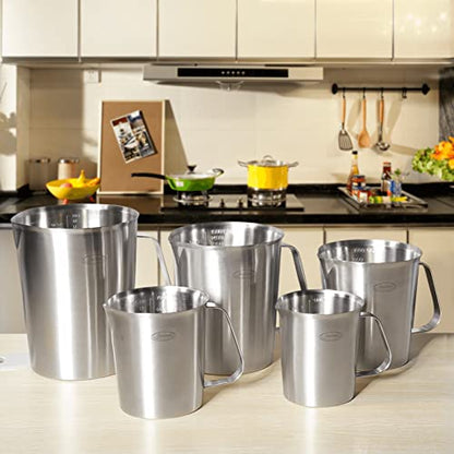 Newness Stainless Steel Measuring Cup, Metal Measuring Cup with Handle (Upgraded, 3 Marking Including Cup/ML/Ounce Scale), 16 Ounces (0.5 Liter, 2 Cup) - size: 16 OZ (2 Cup, 500 ML)