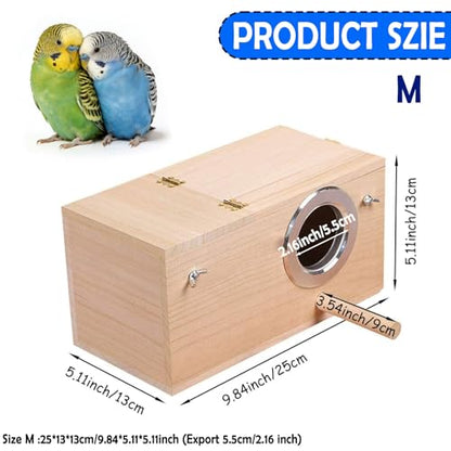kathson Parakeet Nesting Box,Wood Bird Nest House for Cage,Parrots Breeding Mating Boxes,Budgie Nesting Box for Conure,Lovebirds,Finch,Canary,Small and Medium-Sized Birds（M） - size: M-9.84 x 5.11 x 5.11in