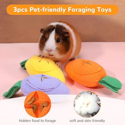 3 PC Rabbit Treat Dispenser Food Hider Carrot Shape Enrichment Toys Washable Snuffle Ball Slow Feeder PuzzleToy for Small Animal Ferret Squirrel Ferret (3PC)