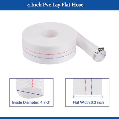 Eastrans 4INx100FT Pool Backwash Hose,Extra Heavy Duty Discharge Lay Flat Hose for Swimming Pool, Drain Hoses with Clamp,10 Bar Working Pressure,High pressure resistance,Ultra Strong Wear Resistance - size: 4in x 100ft, style: Extra Heavy Duty Hose