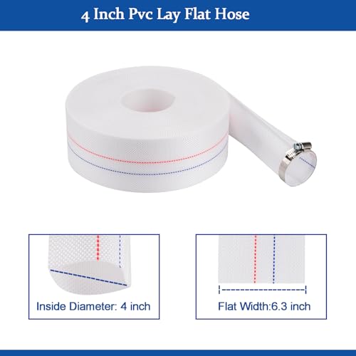 Eastrans 4INx100FT Pool Backwash Hose,Extra Heavy Duty Discharge Lay Flat Hose for Swimming Pool, Drain Hoses with Clamp,10 Bar Working Pressure,High pressure resistance,Ultra Strong Wear Resistance - size: 4in x 100ft, style: Extra Heavy Duty Hose