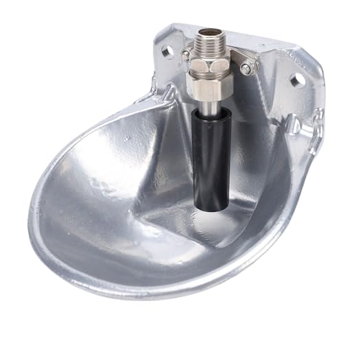 Pssopp Dog Water Bowl Dispenser, Stainless Steel Automatic Livestock Waterer with Float Valve for Cattle Sheep Goats and Pigs
