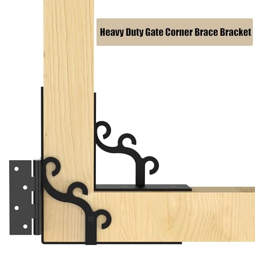Sdstone Heavy Duty Gate Corner Brace Bracket,Anti Sag Gate Kit Adjustable Gate Hardware Kit for Wooden Fence, Driveway, Wooden Gate Latches Kit, No Sag Kit-Aesthetic Design-2 Pack - size: 02