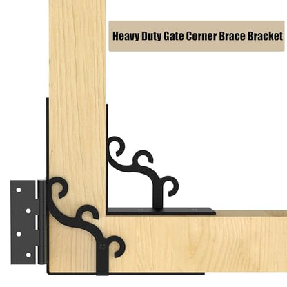 Sdstone Heavy Duty Gate Corner Brace Bracket,Anti Sag Gate Kit Adjustable Gate Hardware Kit for Wooden Fence, Driveway, Wooden Gate Latches Kit, No Sag Kit-Aesthetic Design-2 Pack - size: 02