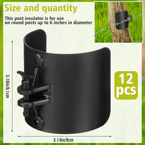 Pangda 12 Pcs Electric Fence Insulator Wood Post Electric Fence, Wood Post Nail-On Insulators for Fencing Wire Rope (Black) - color: Black