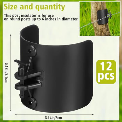 Pangda 12 Pcs Electric Fence Insulator Wood Post Electric Fence, Wood Post Nail-On Insulators for Fencing Wire Rope (Black) - color: Black