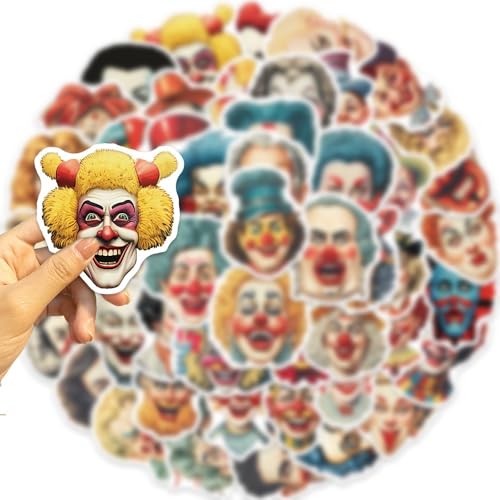 50pcs Cool Character Clown Stickers for Water Bottles Skateboard Luggage Laptop Bumper Waterproof Vinyl Clown Stickers Bulk for Boys Teens Adults (Clown) - color: Clown