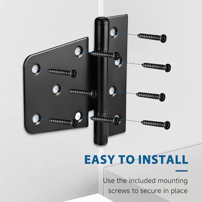3.5 Inch Heavy Duty Gate Hinges, 4 Pack Black Iron Extra Thick T Door Hinges, Gate Hardware Kit for Indoor Outdoor, Shed, Wooden Fences, Vinyl Fence, Barn Door, Garage (Screws Included)